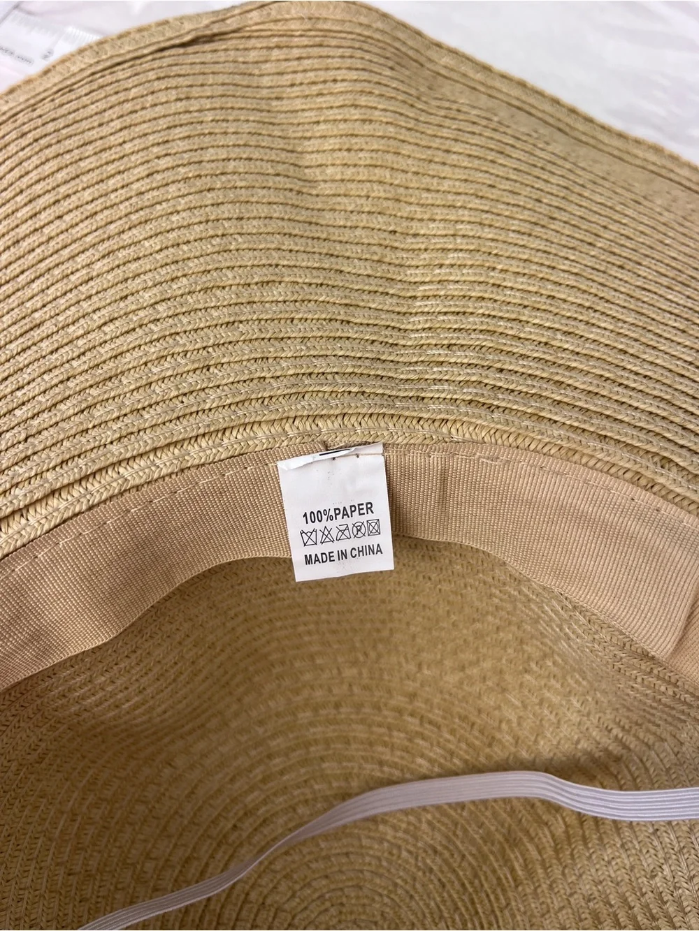 Wide Brim Straw Sun Hat with Brown Ribbon Foldable